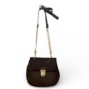 Elegant Brown Crossbody Bag with Gold Accents